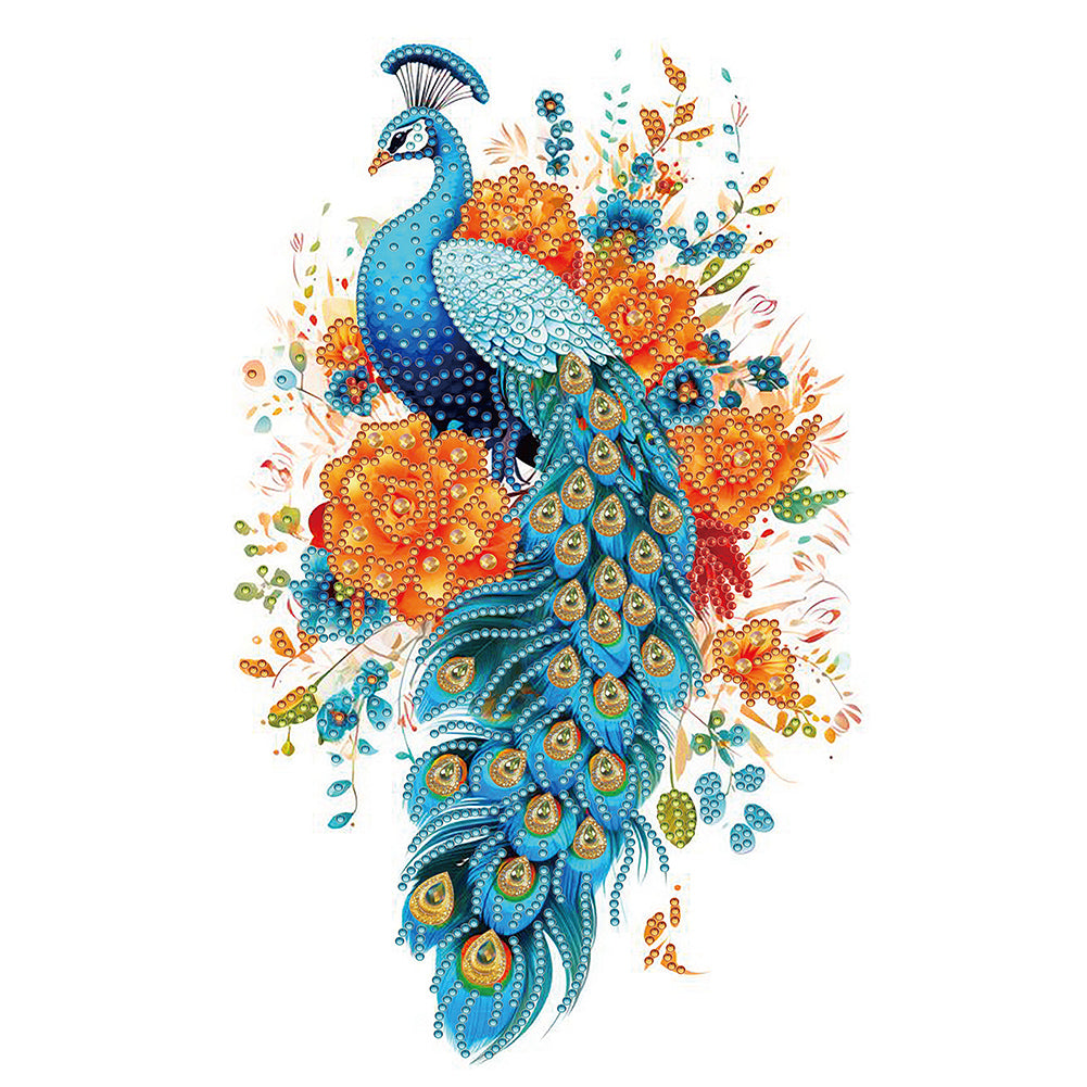 Diamond Painting - Partial Special Shaped - flower-like peacock (30*40CM)
