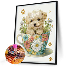 Load image into Gallery viewer, Diamond Painting - Partial Special Shaped - cup white dog (30*40CM)
