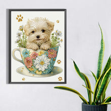 Load image into Gallery viewer, Diamond Painting - Partial Special Shaped - cup white dog (30*40CM)
