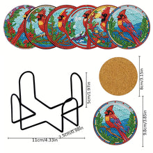 Load image into Gallery viewer, 8PCS Special Shape Diamond Painting Coasters Kits (Cardinal Stained Glass)
