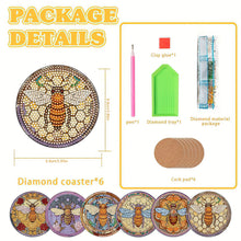 Load image into Gallery viewer, 8PCS Special Shape Diamond Painting Coasters Kits (Bee Stained Glass)
