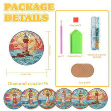 Load image into Gallery viewer, 8PCS Special Shape Diamond Painting Coasters Kits (Lighthouse Stained Glass)

