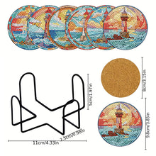 Load image into Gallery viewer, 8PCS Special Shape Diamond Painting Coasters Kits (Lighthouse Stained Glass)
