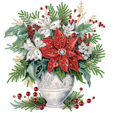 Load image into Gallery viewer, Diamond Painting - Partial Special Shaped - Christmas red flower vase (30*30CM)
