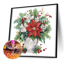 Load image into Gallery viewer, Diamond Painting - Partial Special Shaped - Christmas red flower vase (30*30CM)
