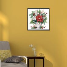 Load image into Gallery viewer, Diamond Painting - Partial Special Shaped - Christmas red flower vase (30*30CM)
