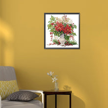 Load image into Gallery viewer, Diamond Painting - Partial Special Shaped - Christmas red flower vase (30*30CM)
