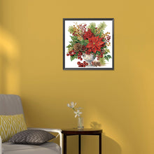 Load image into Gallery viewer, Diamond Painting - Partial Special Shaped - Christmas red flower vase (30*30CM)
