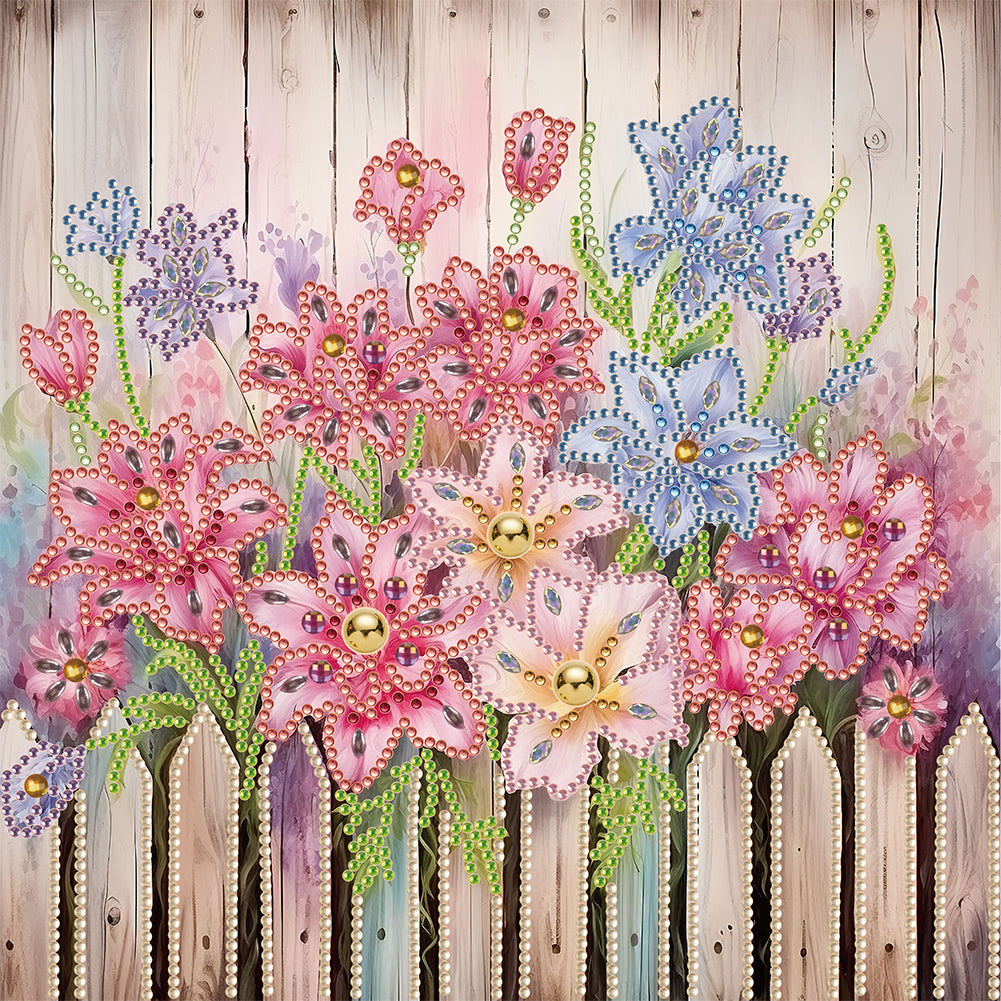 Diamond Painting - Partial Special Shaped - flowers in fence (30*30CM)