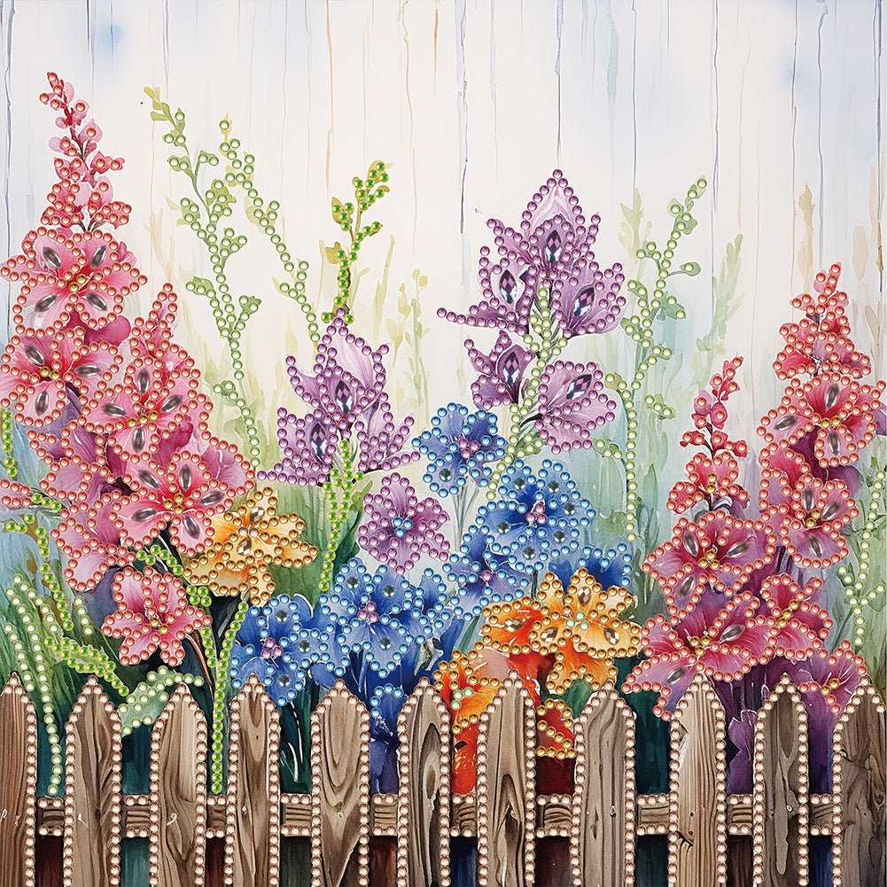 Diamond Painting - Partial Special Shaped - flowers in fence (30*30CM)