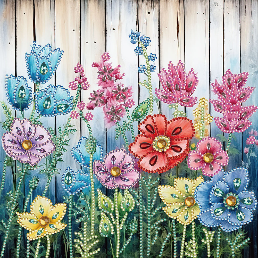 Diamond Painting - Partial Special Shaped - flowers in fence (30*30CM)