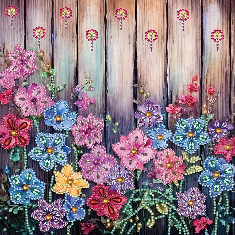 Diamond Painting - Partial Special Shaped - flowers in fence (30*30CM)