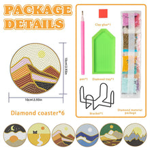 Load image into Gallery viewer, 6PCS Diamond Painting Art Coaster Kit Acrylic Round Diamond Painting DIY Coaster
