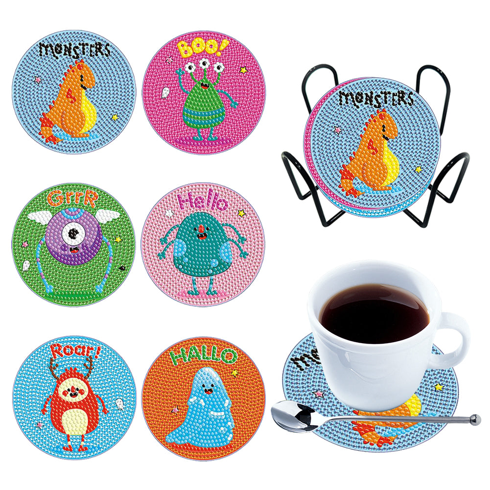 6PCS Diamond Painting Art Coaster Kit Acrylic Round Diamond Painting DIY Coaster