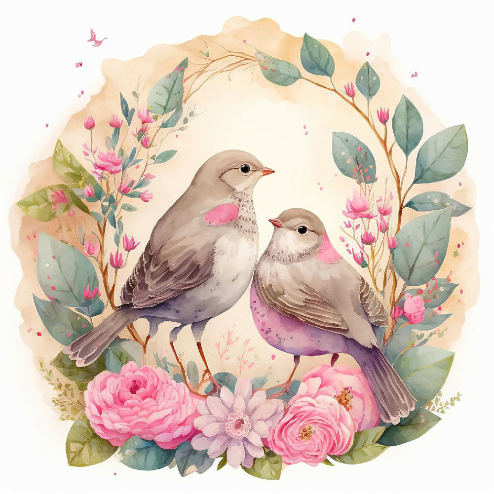 Diamond Painting - Full Round - Flowers and birds (40*40CM)