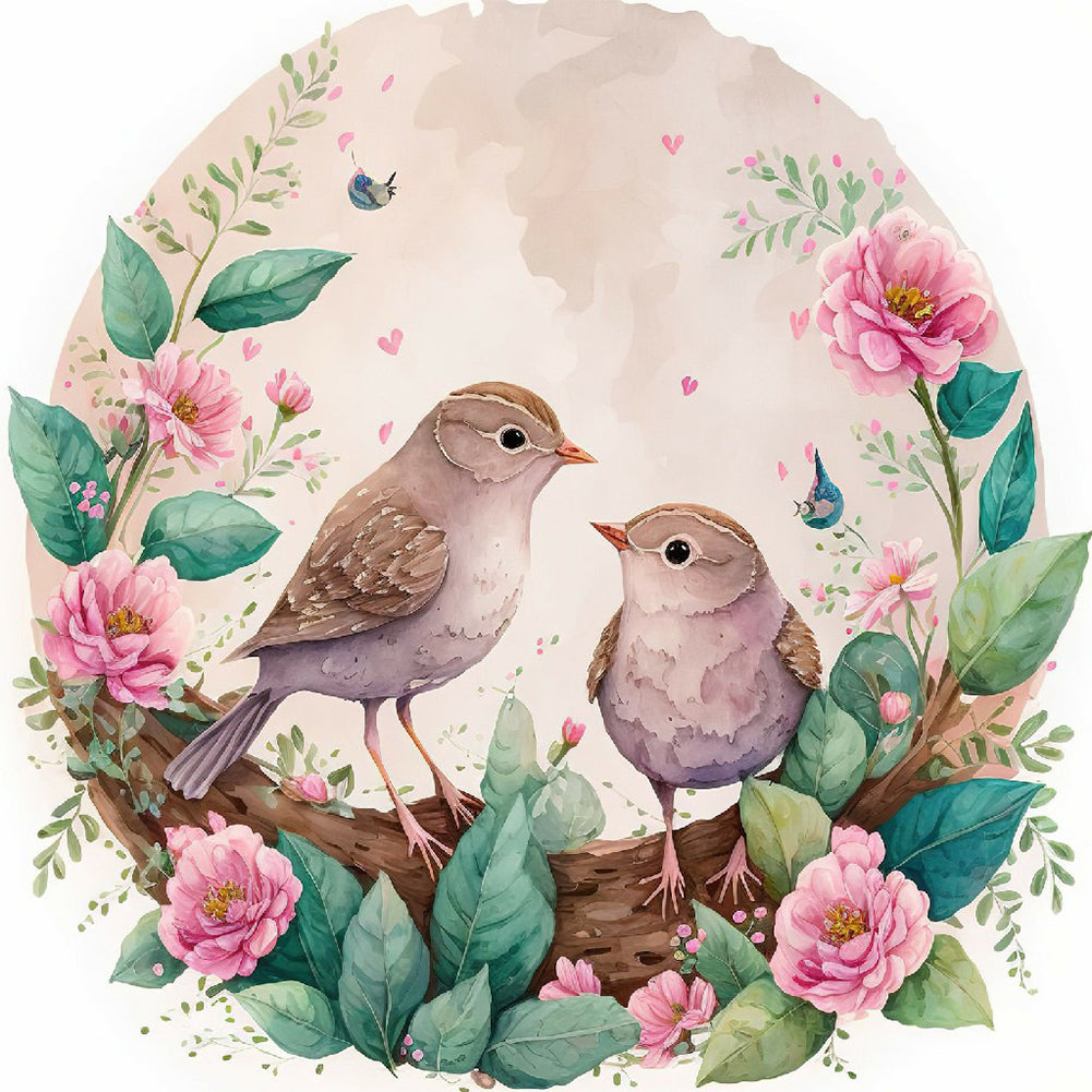 Diamond Painting - Full Round - Flowers and birds (40*40CM)