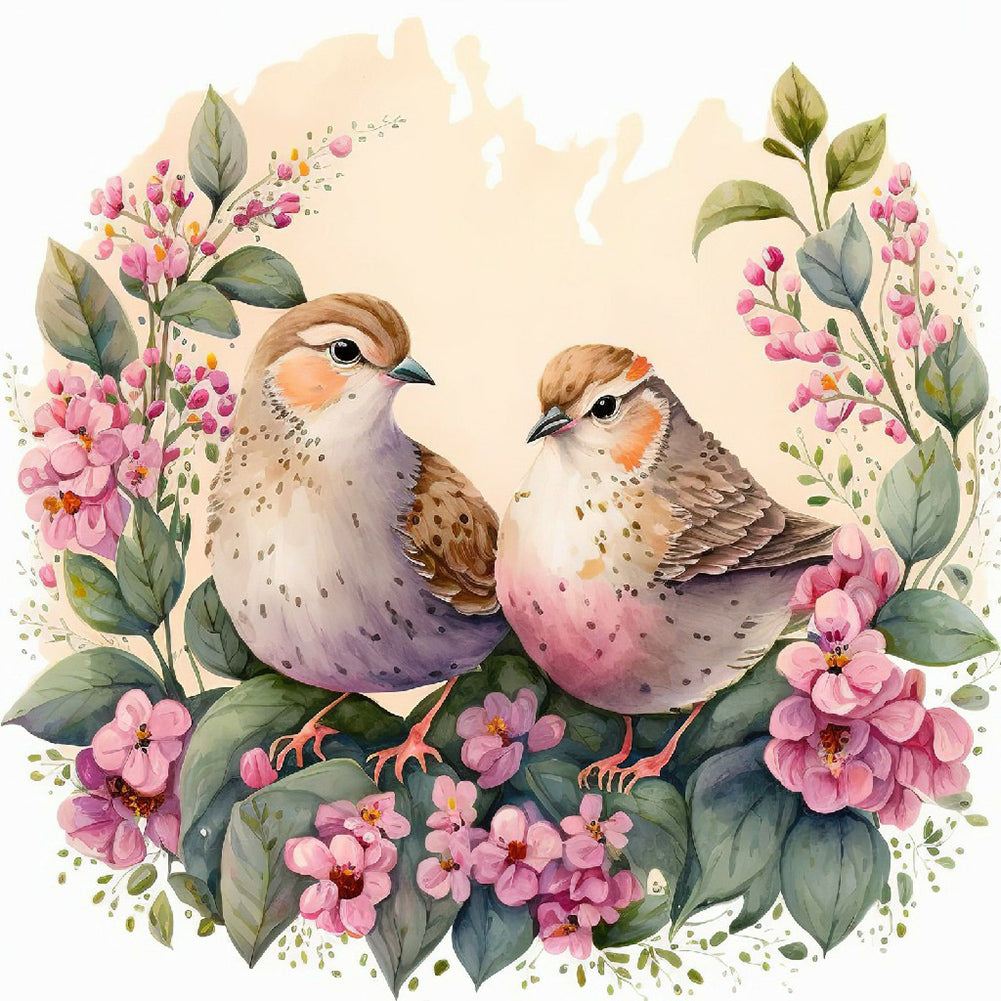Diamond Painting - Full Round - Flowers and birds (40*40CM)