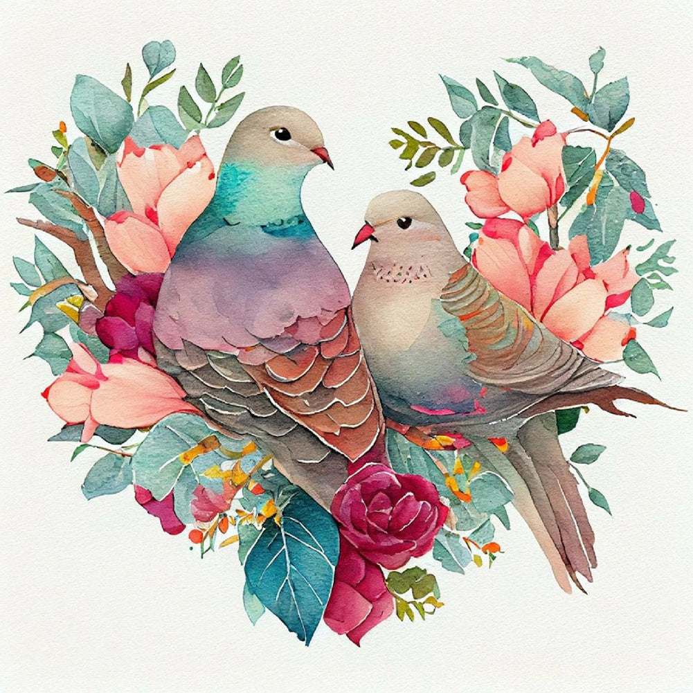 Diamond Painting - Full Round - Flowers and birds (40*40CM)