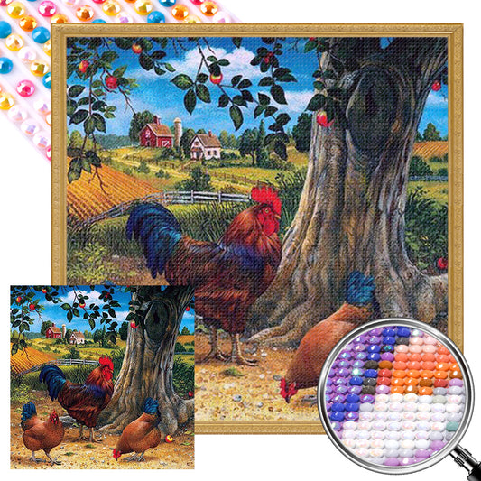 AB Diamond Painting - Full Round - farm chicken (40*40CM)