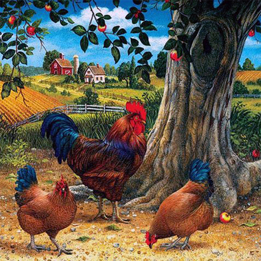 AB Diamond Painting - Full Round - farm chicken (40*40CM)