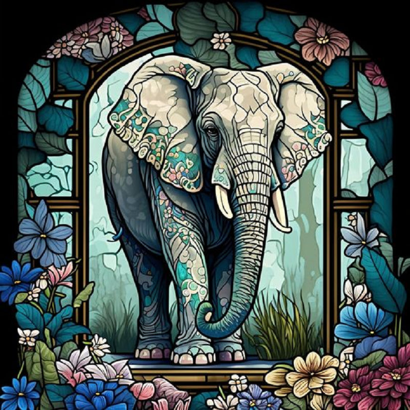 Diamond Painting - Full Round - elephant glass art (40*40CM)