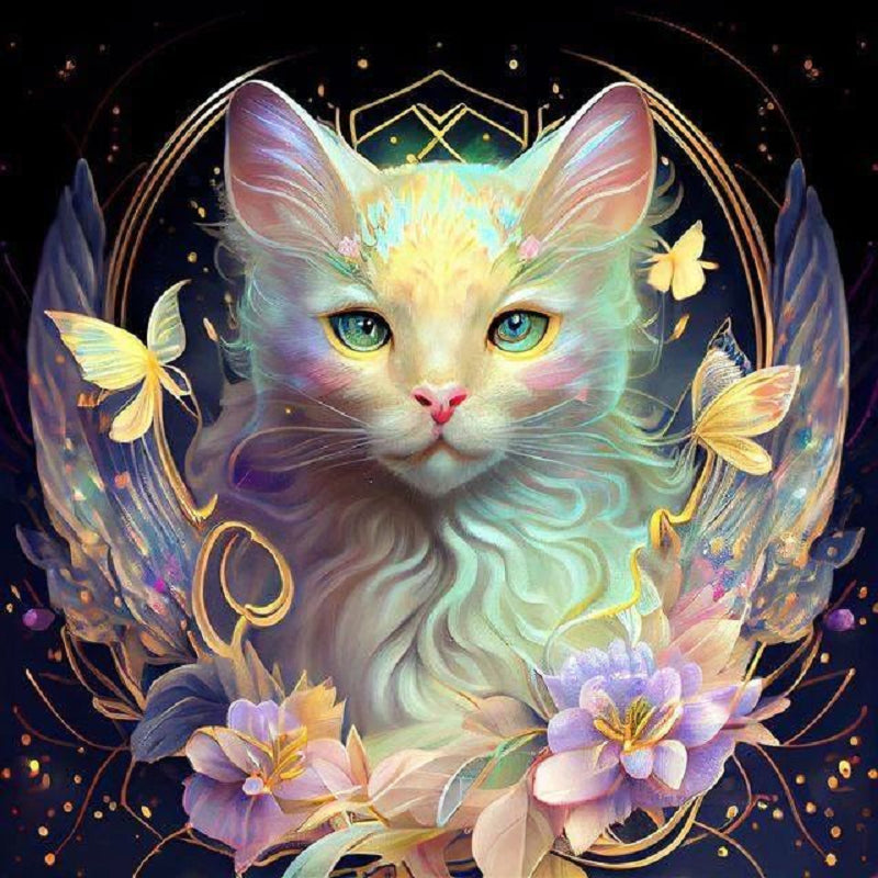 Diamond Painting - Full Round - white cat (40*40CM)