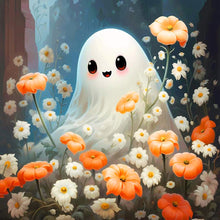 Load image into Gallery viewer, Diamond Painting - Full Round - Halloween flower viewing ghosts (30*30CM)
