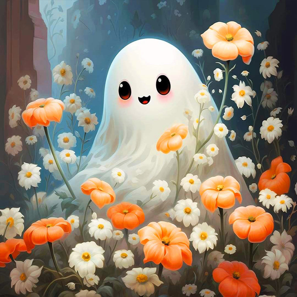 Diamond Painting - Full Round - Halloween flower viewing ghosts (30*30CM)