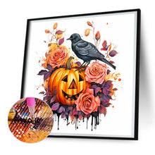 Load image into Gallery viewer, Diamond Painting - Full Round - Halloween Crow Pumpkin (30*30CM)
