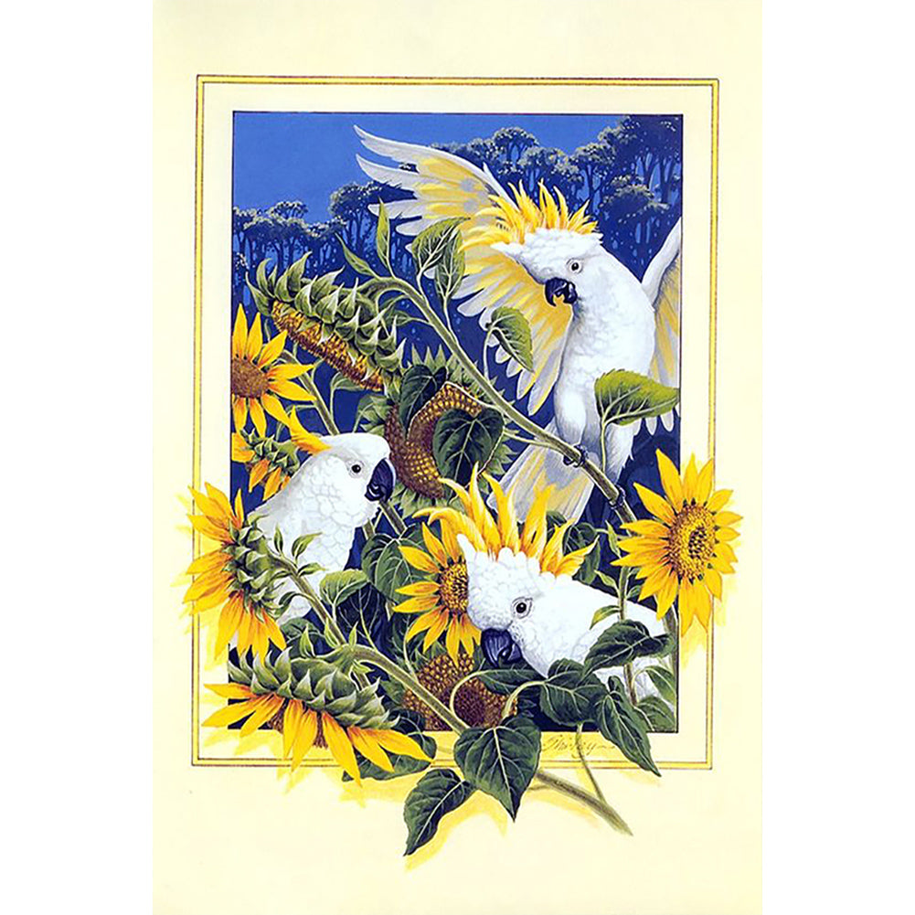 Diamond Painting - Full Round - Frame painted sunflower parrot (40*60CM)