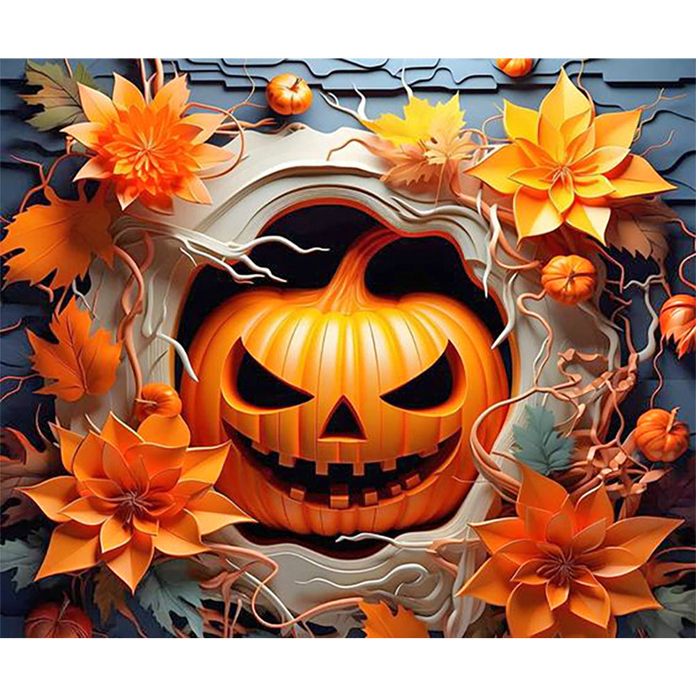 Diamond Painting - Full Round - The broken pumpkin smiles evilly (60*50CM)