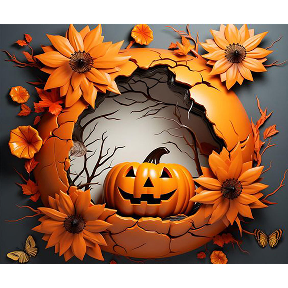Diamond Painting - Full Round - Broken wall pumpkin (60*50CM)