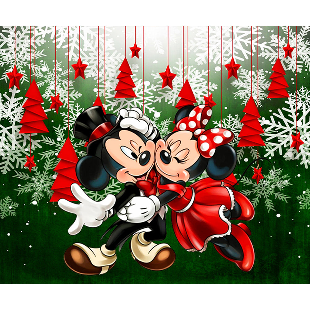 Diamond Painting - Full Round - Mickey and Minnie meeting at Christmas (60*50CM)