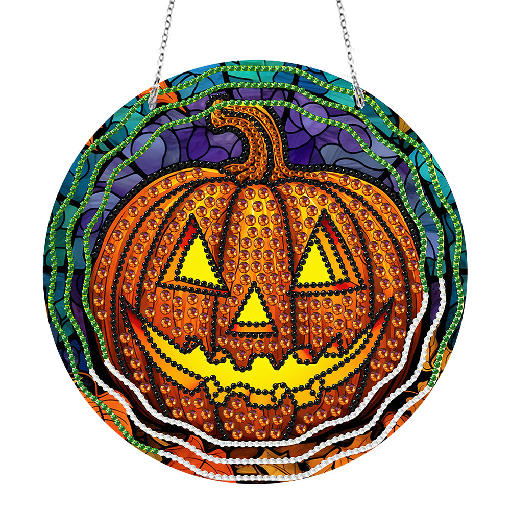 Double Sided Diamond Art Painting Diamond Painting Suncatcher(halloween pumpkin)