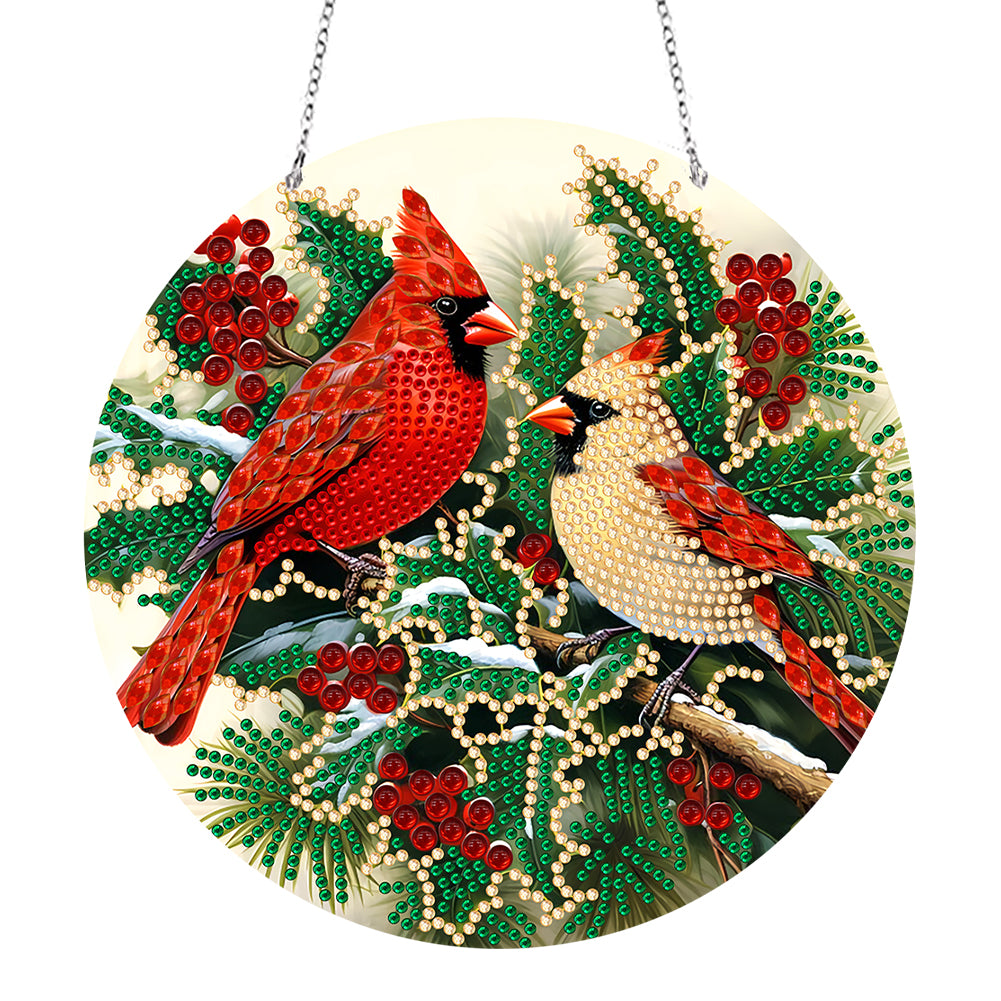 Double Sided Diamond Art Painting Diamond Painting Suncatcher (holly cardinal)