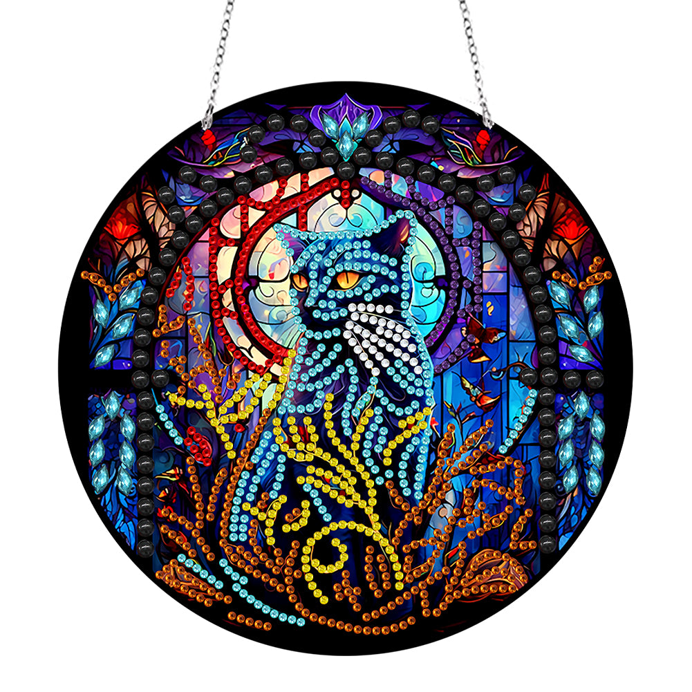 Double Sided Diamond Art Painting Diamond Painting Suncatcher (black cat)