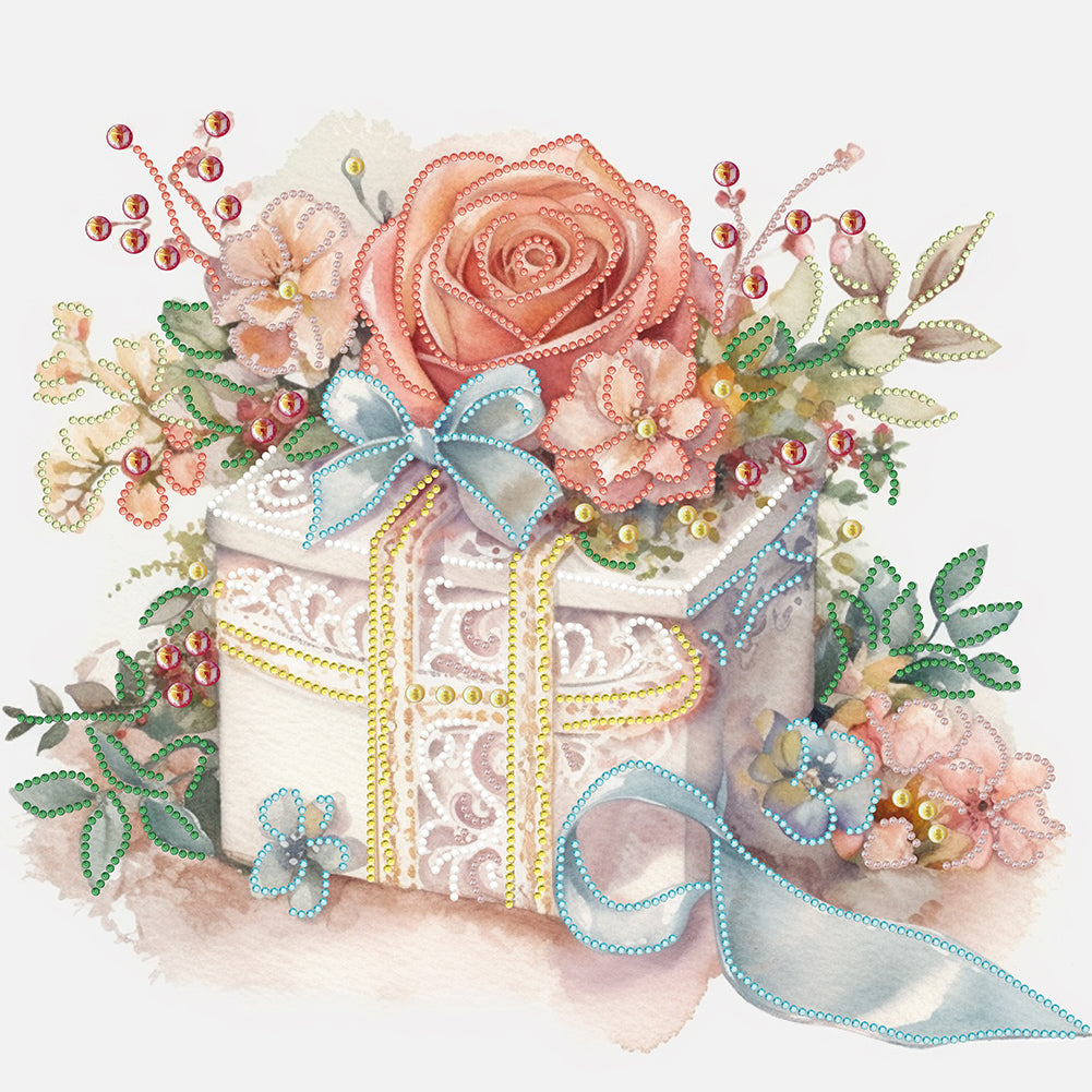 Diamond Painting - Partial Special Shaped - flower gift box (40*40CM)