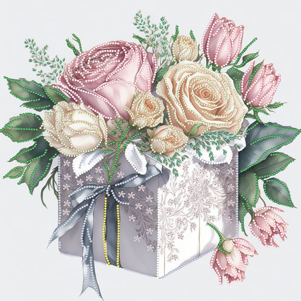 Diamond Painting - Partial Special Shaped - flower gift box (40*40CM)