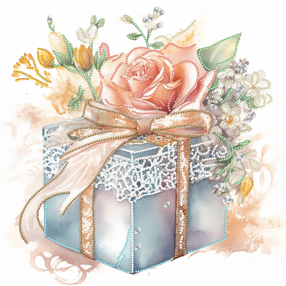 Diamond Painting - Partial Special Shaped - flower gift box (40*40CM)