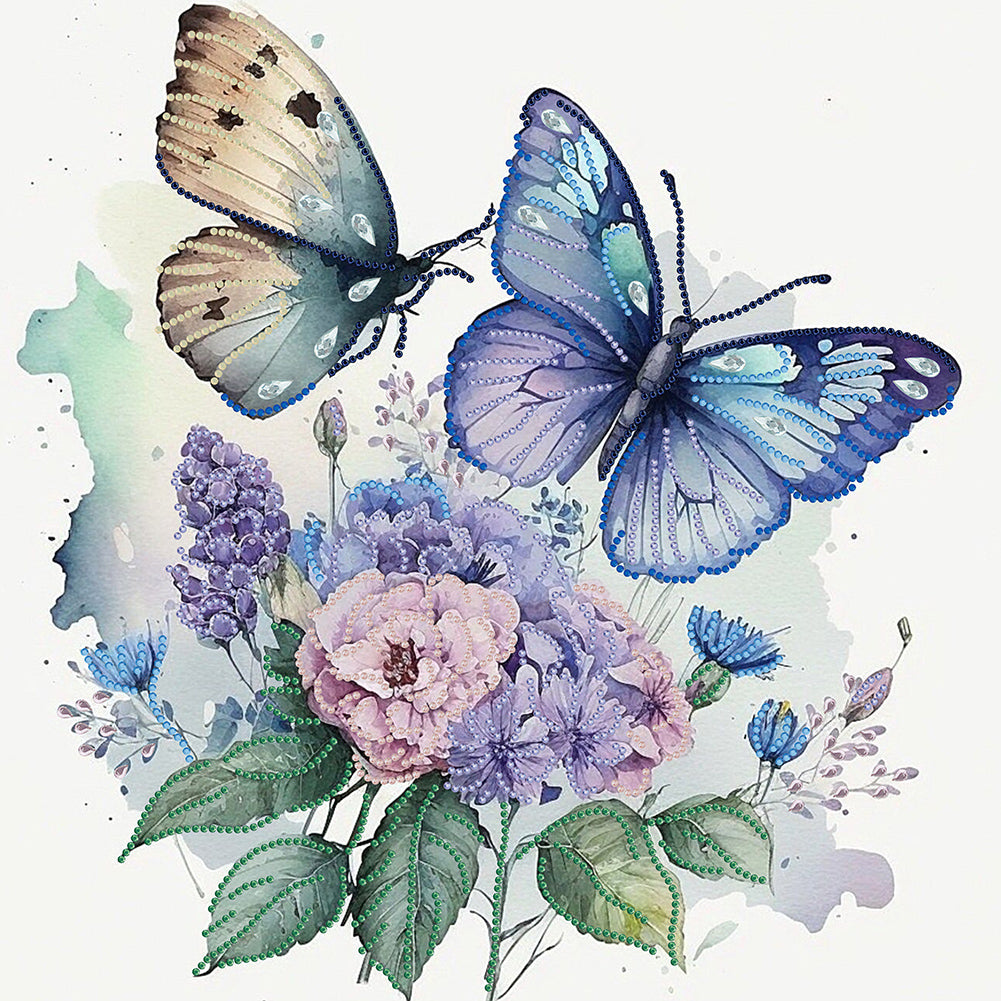 Diamond Painting - Partial Special Shaped - flowers butterfly (40*40CM)