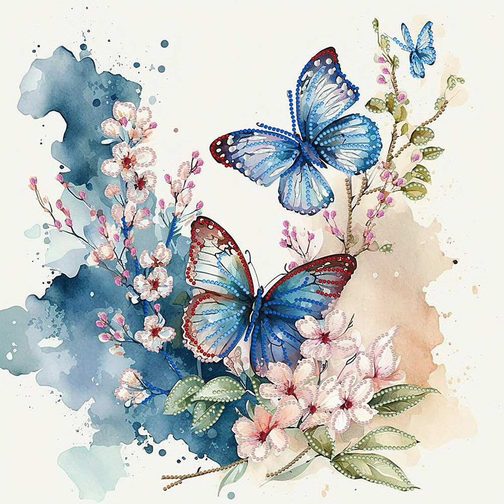 Diamond Painting - Partial Special Shaped - flowers butterfly (40*40CM)