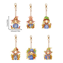 Load image into Gallery viewer, 6PCS Double Sided Special Shape Diamond Painting Keychain (Autumn Scarecrow)

