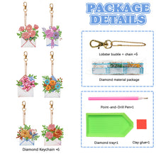 Load image into Gallery viewer, 6PCS Double Sided Special Shape Diamond Painting Keychain (Envelope Flowers)
