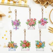 Load image into Gallery viewer, 6PCS Double Sided Special Shape Diamond Painting Keychain (Envelope Flowers)
