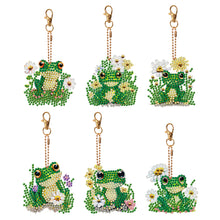 Load image into Gallery viewer, 6PCS Double Sided Special Shape Diamond Painting Keychain (Flower Frog)
