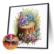 Load image into Gallery viewer, Diamond Painting - Partial Special Shaped - The tenacious blooming flowers in the wooden pile (30*30CM)
