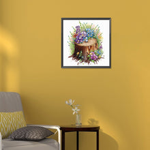 Load image into Gallery viewer, Diamond Painting - Partial Special Shaped - The tenacious blooming flowers in the wooden pile (30*30CM)
