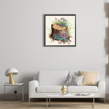 Load image into Gallery viewer, Diamond Painting - Partial Special Shaped - The tenacious blooming flowers in the wooden pile (30*30CM)
