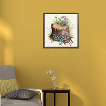 Load image into Gallery viewer, Diamond Painting - Partial Special Shaped - The tenacious blooming flowers in the wooden pile (30*30CM)
