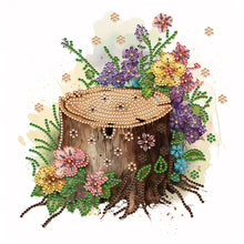 Load image into Gallery viewer, Diamond Painting - Partial Special Shaped - The tenacious blooming flowers in the wooden pile (30*30CM)
